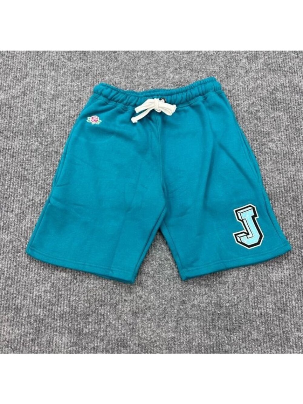 Jet Life Apparel Turquoise Embroidered BOX Sweat Shorts Streetwear Mens sz Small